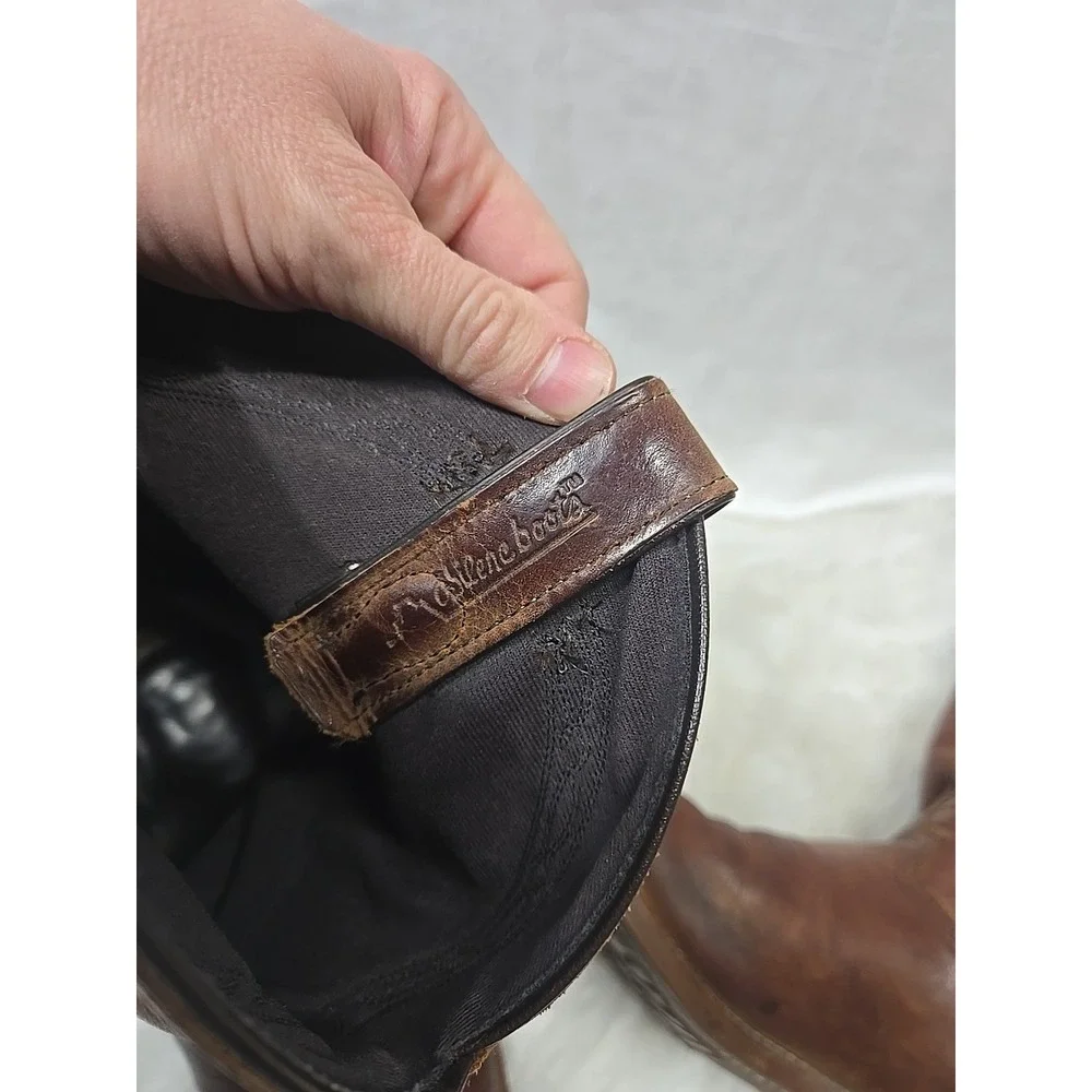 ABILENE BOOTS Brown Leather Boots Men's Size 8 D Vibram Resist Oil No Mark Soles